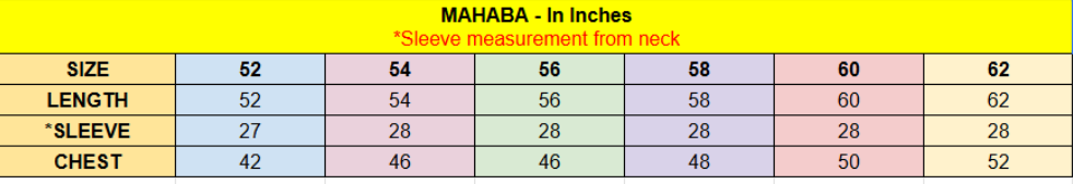 Mahaba abaya measurement