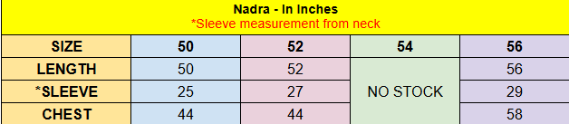 Nadra abaya measurement