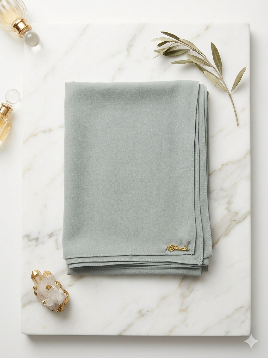 Graceful chiffon shawls with a soft, flowy drape. Light and airy, perfect for everyday wear or special occasions, finished with a subtle logo for a touch of understated elegance.