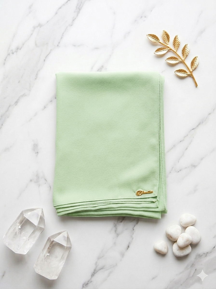 Graceful chiffon shawls with a soft, flowy drape. Light and airy, perfect for everyday wear or special occasions, finished with a subtle logo for a touch of understated elegance.