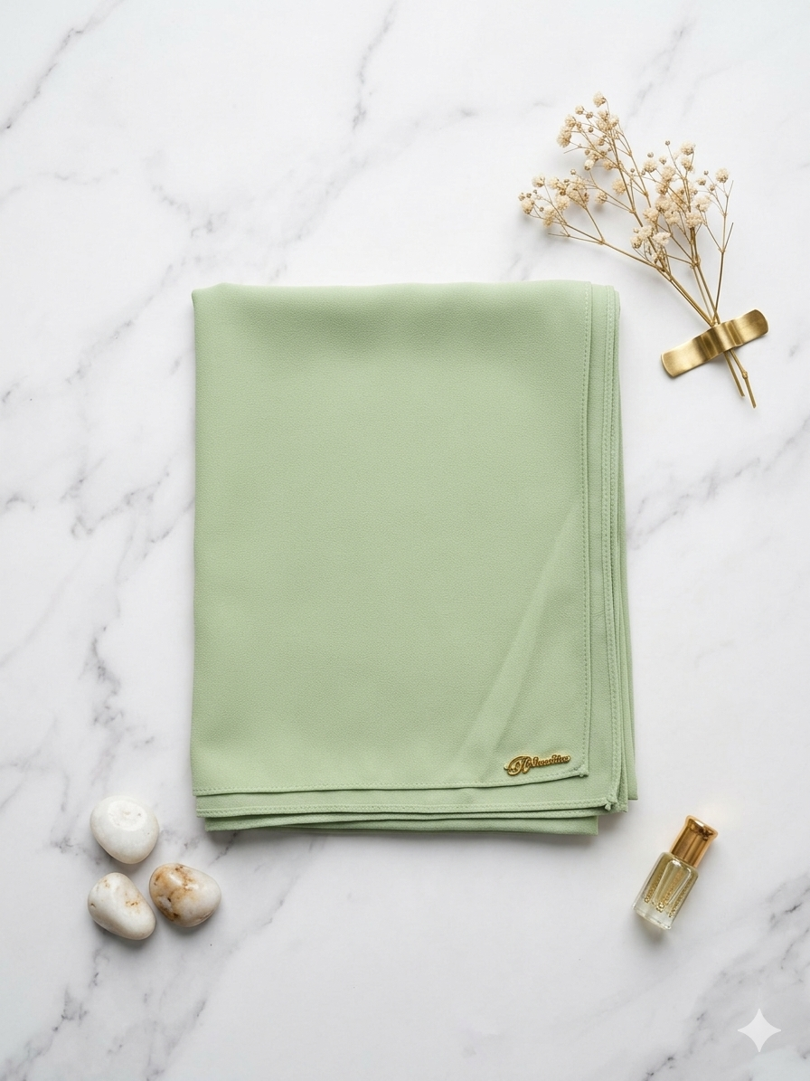 Graceful chiffon shawls with a soft, flowy drape. Light and airy, perfect for everyday wear or special occasions, finished with a subtle logo for a touch of understated elegance.