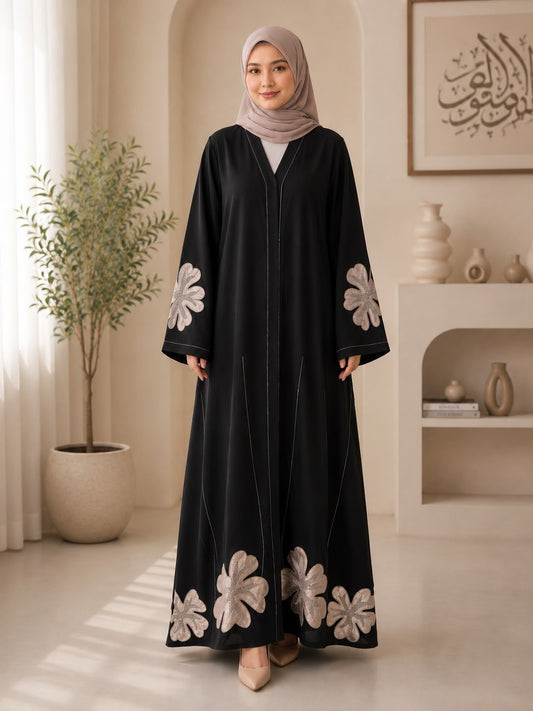 ✨ Elegant floral embroidery for a luxurious finish
✨ Comfortable loose-cut design suitable for all body types
✨ Soft, lightweight fabric with beautiful drape
✨ Easy to style with neutral or matching hijabs
✨ Perfect balance of simplicity and sophistication