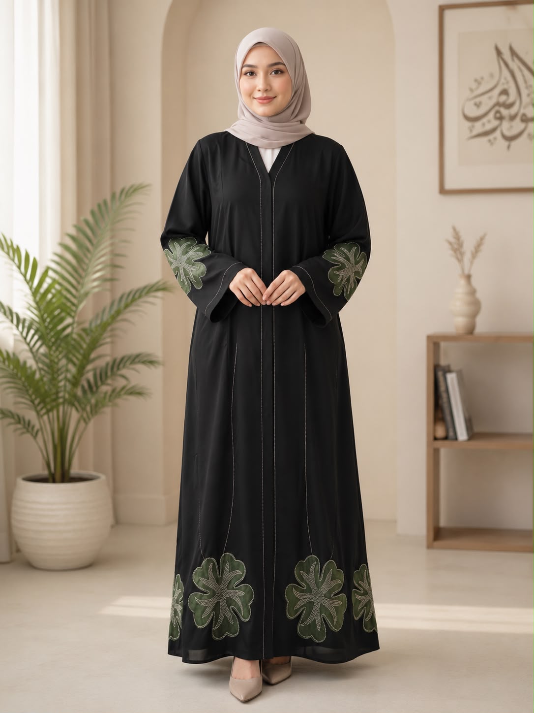✨ Elegant floral embroidery for a luxurious finish
✨ Comfortable loose-cut design suitable for all body types
✨ Soft, lightweight fabric with beautiful drape
✨ Easy to style with neutral or matching hijabs
✨ Perfect balance of simplicity and sophistication
